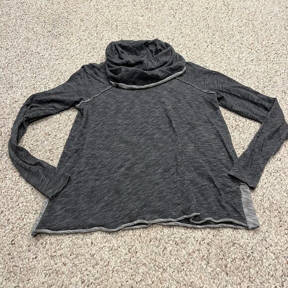 Free People Beach Cowl Neck Long Sleeve Pullover Marled Gray Sz S Coastal Casual - Picture 1 of 5